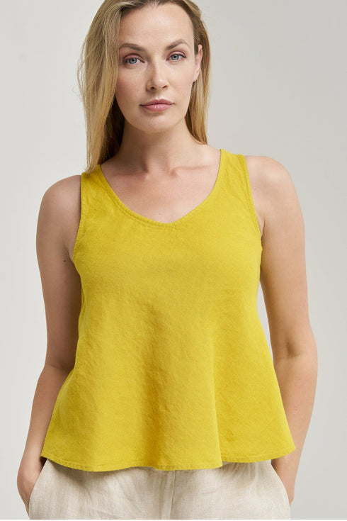 Image 9 of Sleeveless linen blouses features a loose fit design Kim from Baltic Linen